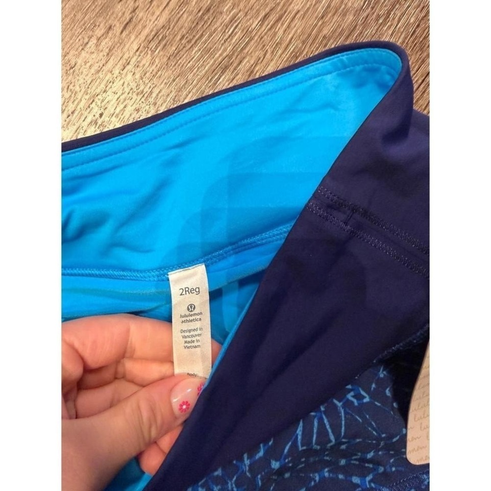 Lululemon Pace Rival Skirt II *R Blue Geometric Print Tennis Skort LW8587R Size - Picture 5 of 6